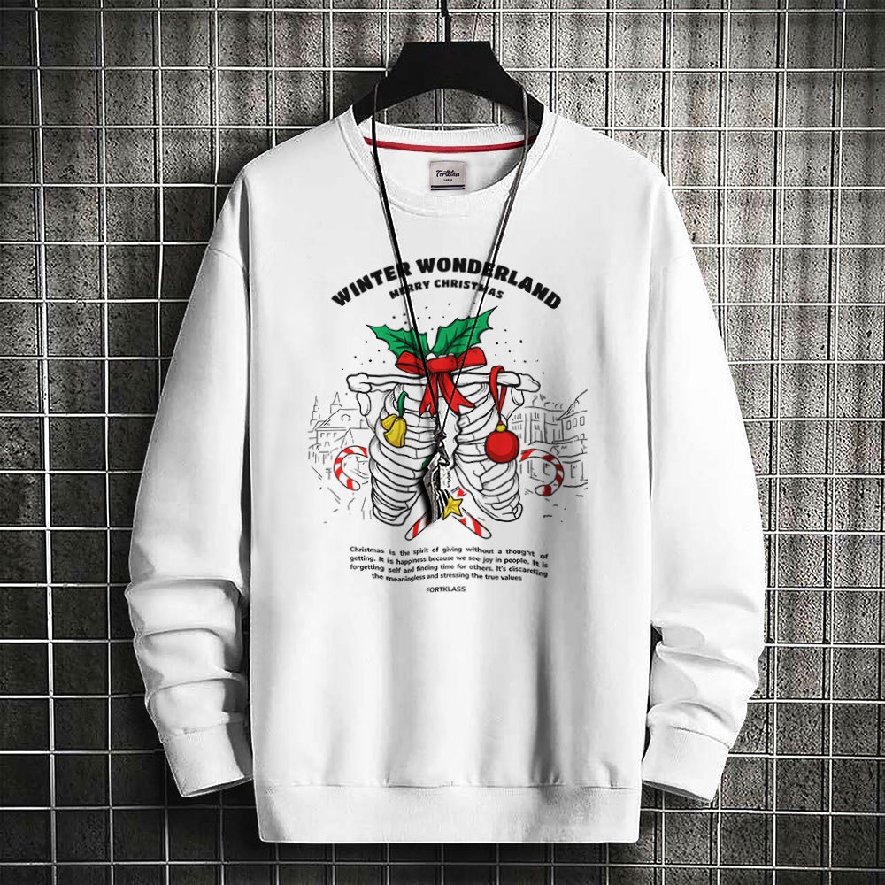 FORTGLASS CHRISTMAS BONE Outerwear Unisex Sweater Sablon Pria Premium Jaket Pria Jumper Sweater