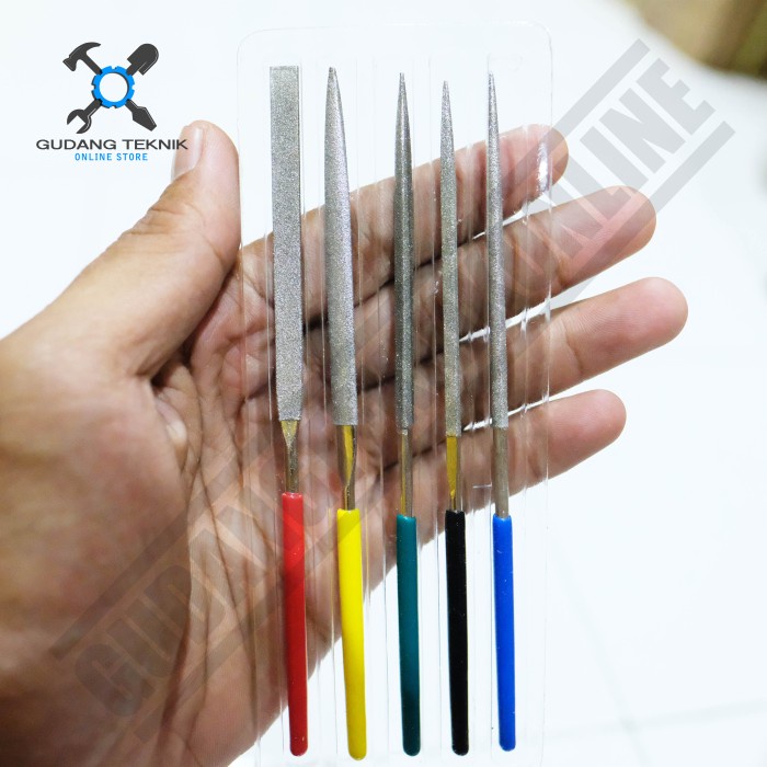 Kikir Diamond File 1 SET isi 5 Pcs 1633-001 HASSTON PROHEX / Kikir Intan Emas 5Pcs SET 1633 001 HASSTON PROHEX