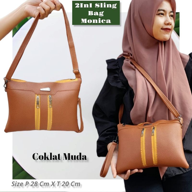 2in1 Sling bag Monica 3 ruang serbaguna