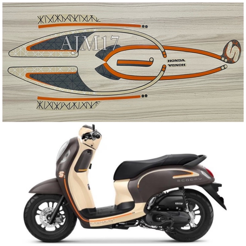 STIKER STRIPING MOTOR SCOOPY 2023 COKLAT FASHION BROWN