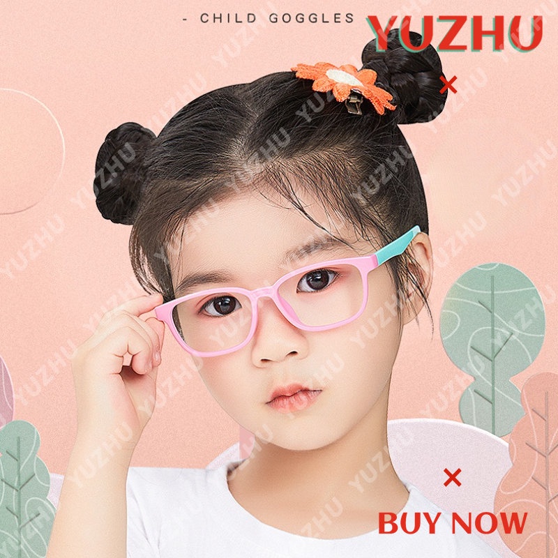 (YUZHU) Kacamata Lensa Yang Dapat Diganti Kacamata Anti Radiasi Untuk Anak-Anak Kacamata Fleksibel Goggle Candy Color Square Frame Anti Blue Light Eyeglasses