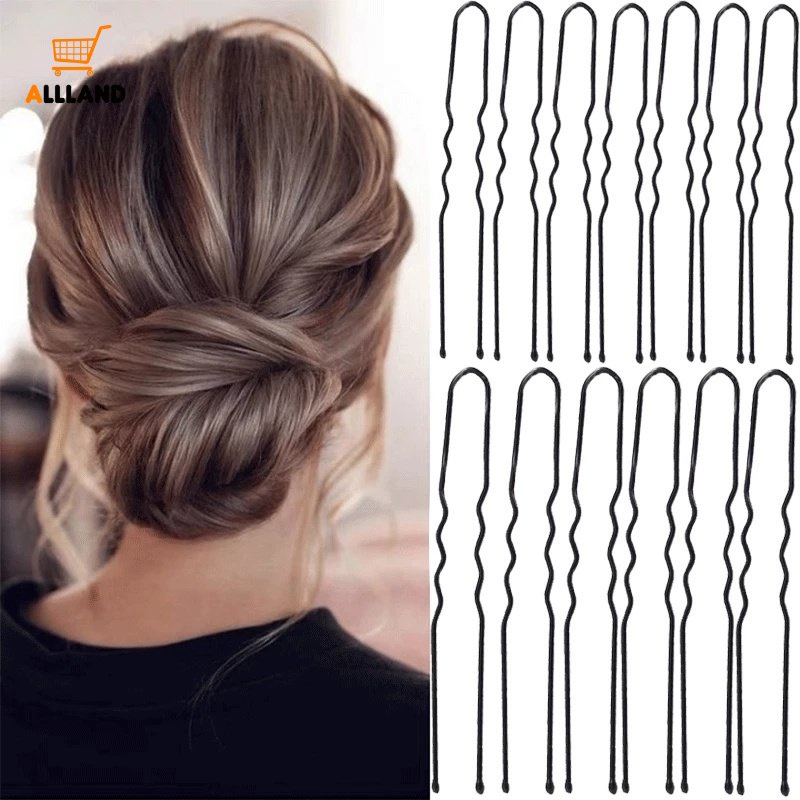 1pc Jepit Rambut Paduan Gelombang U/Bobby Pin Logam Hitam Sederhana/Aksesoris Styling Rambut Fashion Wanita Gadis