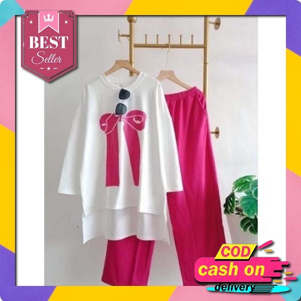 Emely Oneset // Setelan Baju Wanita // Setelan Wanita Jumbo // Airflow Embrodiery Combi Airflow Ld 1