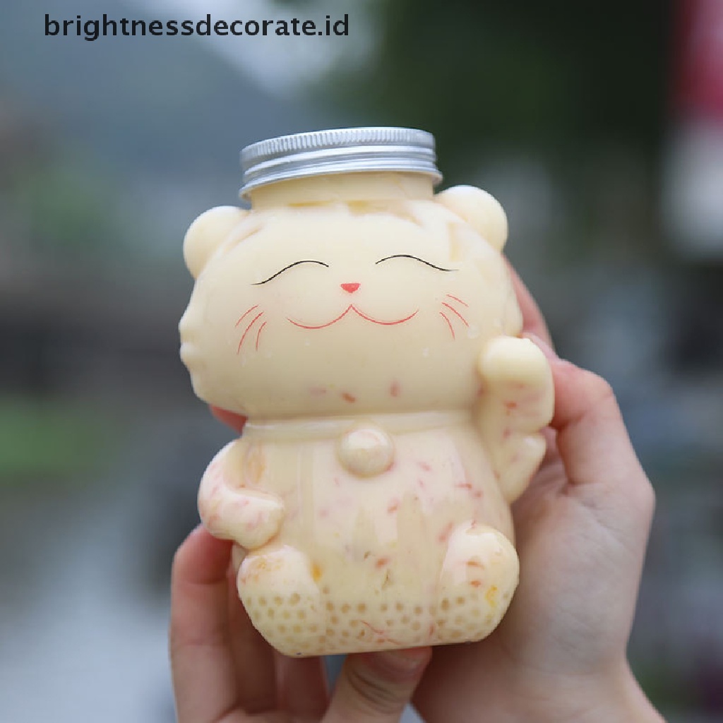 [Birth] Botol Jus Homemade Desain Kucing Botol Minuman Botol Jus Minuman Jus Transparan Botol Teh Susu Minuman Dingin Milk Tea Juice Sealed Cap Bottle [ID]