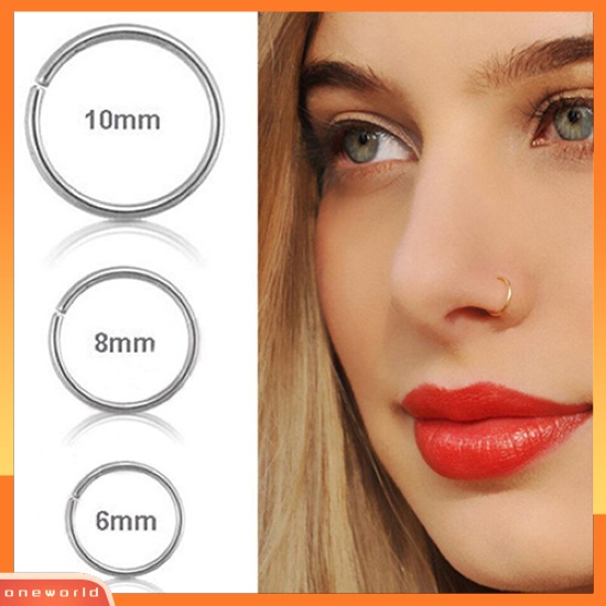 [oneworld] 1pc Surgical Steel Tipis Hidung Kecil Ring Hoop 0.8mm Stud Tindik Tulang Rawan