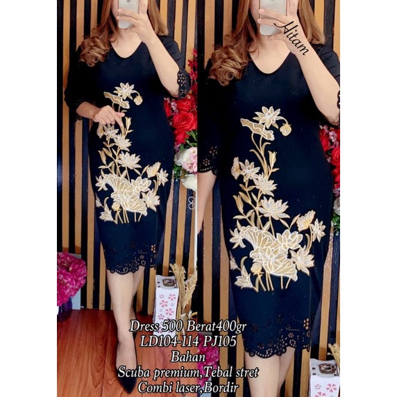 Dress scuba laser premium(motif bordir)