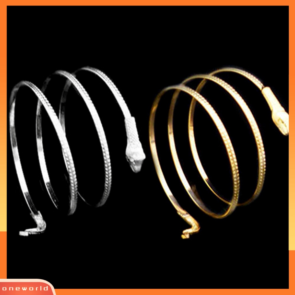 {oneworld} Gelang Fashion Lilit Ular Spiral Armlet Armband Bangle Bracelet Untuk Wanita