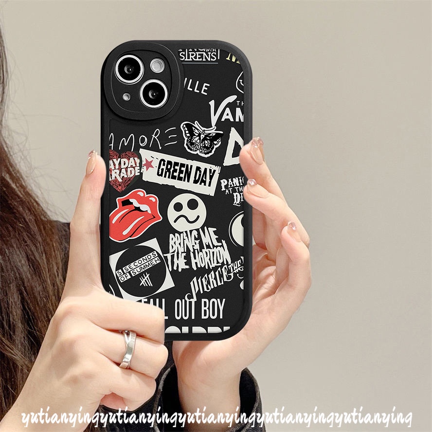 IPHONE Casing Huruf Kupu-Kupu Kompatibel Untuk Iphone11 7 8 6 6s 14plus XR 14 13 12 Pro MAX X XS MAX SE 2020 Ins Fashion Trendy Brand Sticker Label Soft TPU Case