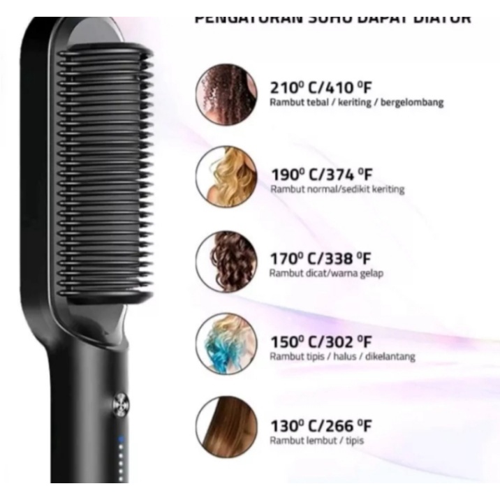 Catok Sisir Pelurus Rambut New Fast Hair Straightener Catok Sisir Curler 2 in 1