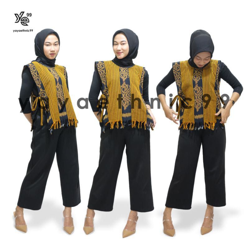 [Ready Stok] Tora Vast Tenun, Rompi Tenun, Outer Tenun, Rompi Ethnic Tenun Ikat, Atasan Wanita, Rompi Tenun Troso