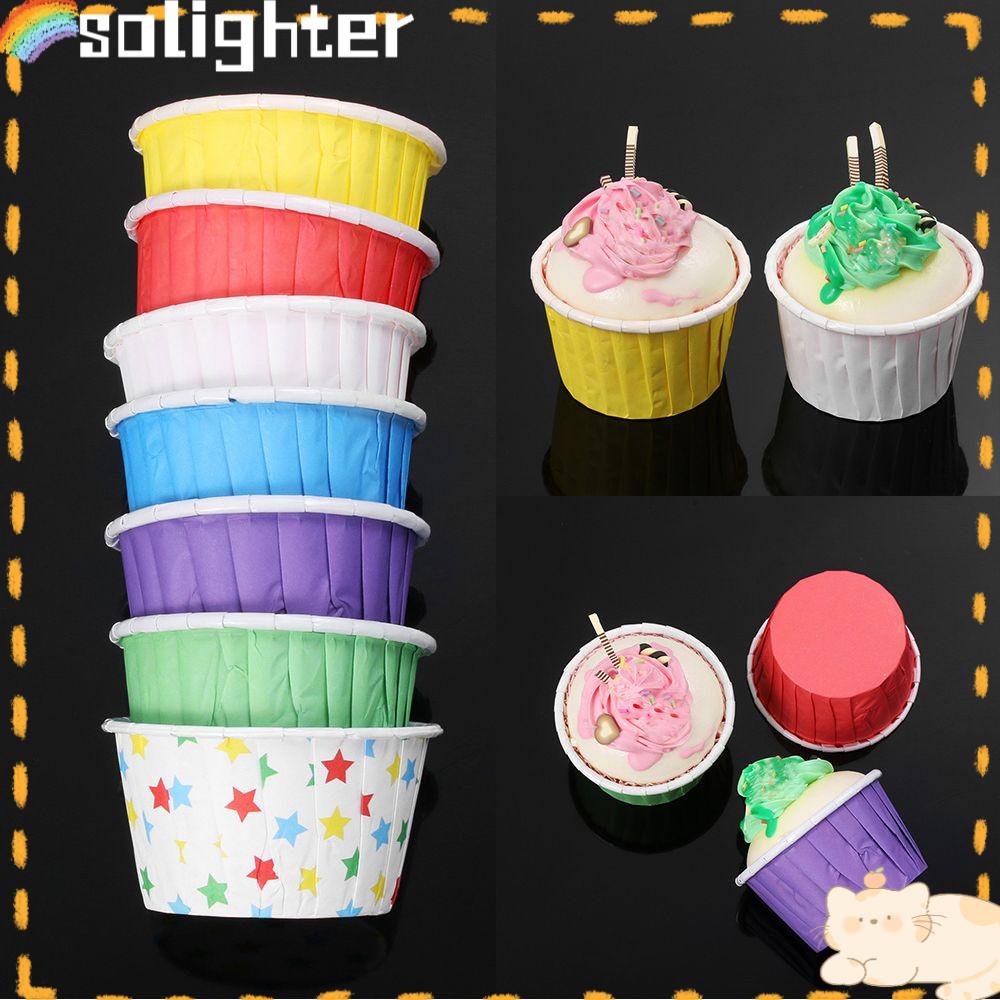 Solighter 50 Pcs Pembungkus Cupcake Grease-proof Pan Case Kertas Perlengkapan Pesta Pembungkus Kue