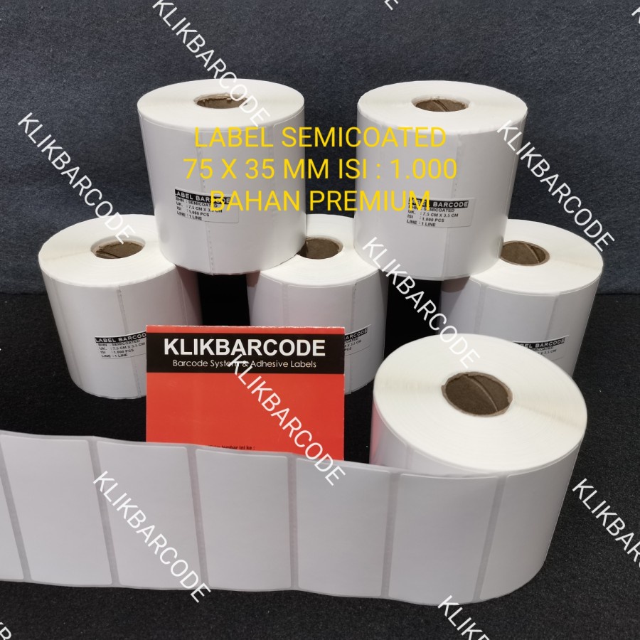 

LABEL BARCODE SEMCOATED 75 X 35 MM - ETIKET RUMAH SAKIT - 1000 STICKER