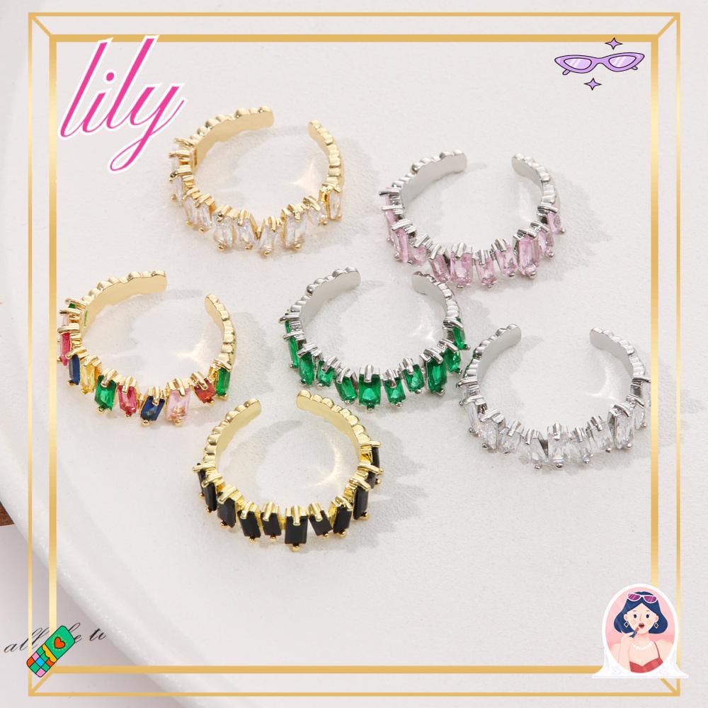 Lily Rainbow Cincin Mewah Pembukaan Perhiasan Pernikahan Berlian Imitasi