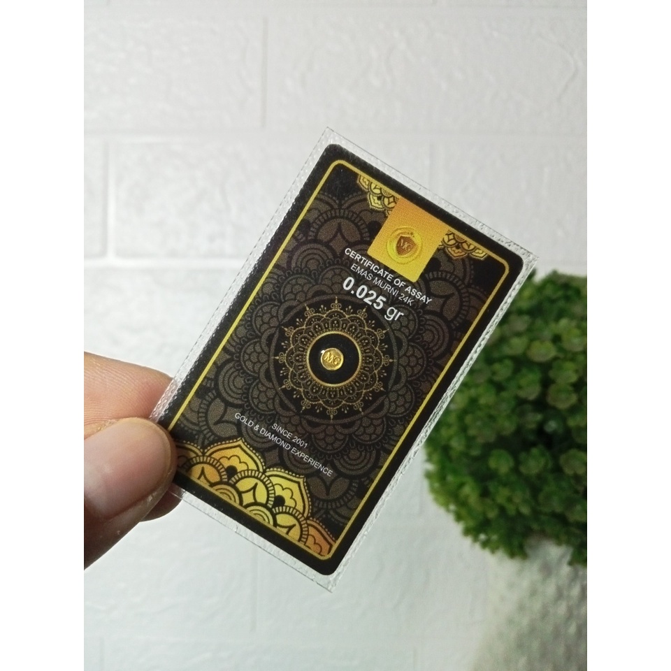 MINIGOLD Reguler Black Series 0.025 Gram Kemasan Laminating TERMURAH TERLARIS Emas Mini Emas Batangan Logam Mulia Murni 24 Karat Bersertifikat Resmi Asli Original Tabungan Emas Souvenir Keren Mewah