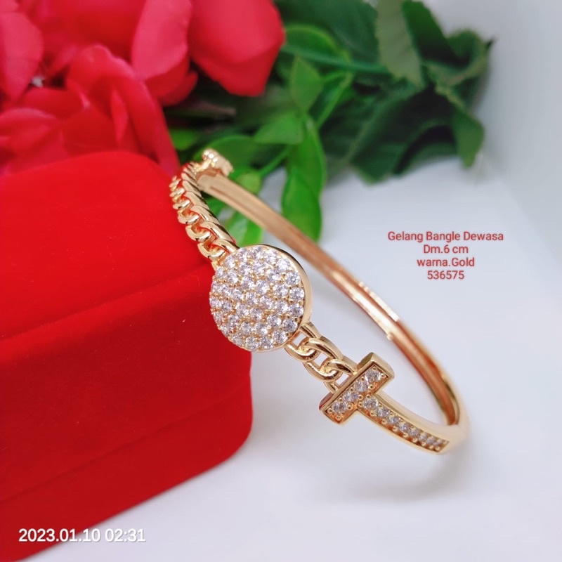 Gelang Bangle Dewasa Perhiasan Titanium Tembaga Terlaris Termurah Lapis Emas