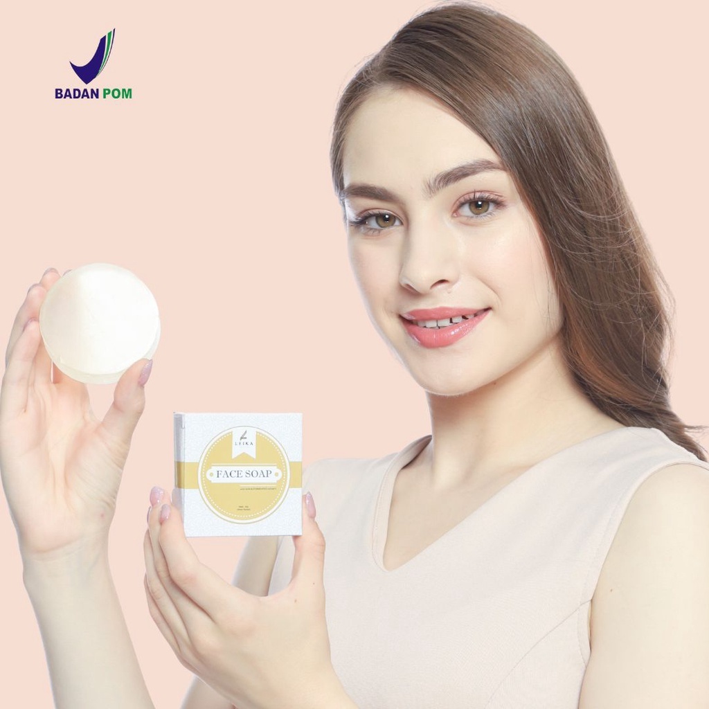 Leika Skincare Sabun Wajah Sabun Kelupas Face Soap With AHA &amp; Fermented Honey Netto 80g Resmi BPOM Penghilang Flek Hitam/melasma Bintik Hitam Bekas Jerawat Mengeksfoliasi Mengangkat Sel Kulit Mati Hitam Meregenerasi Kulit Baru di Wajah