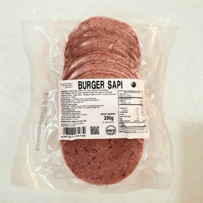 

Bernardi Burger Sapi 250 gr Packingan Polos isi 10 (Frozen food)