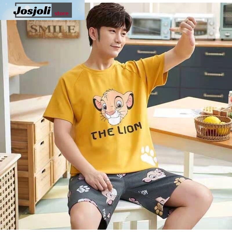 JOSJOLI_STORE/Piyama Hotpant Polos, Cool Boy, Puzzle, New York, Bee, Duck, Cat, Lion King/Pakaian Santai/Fit L