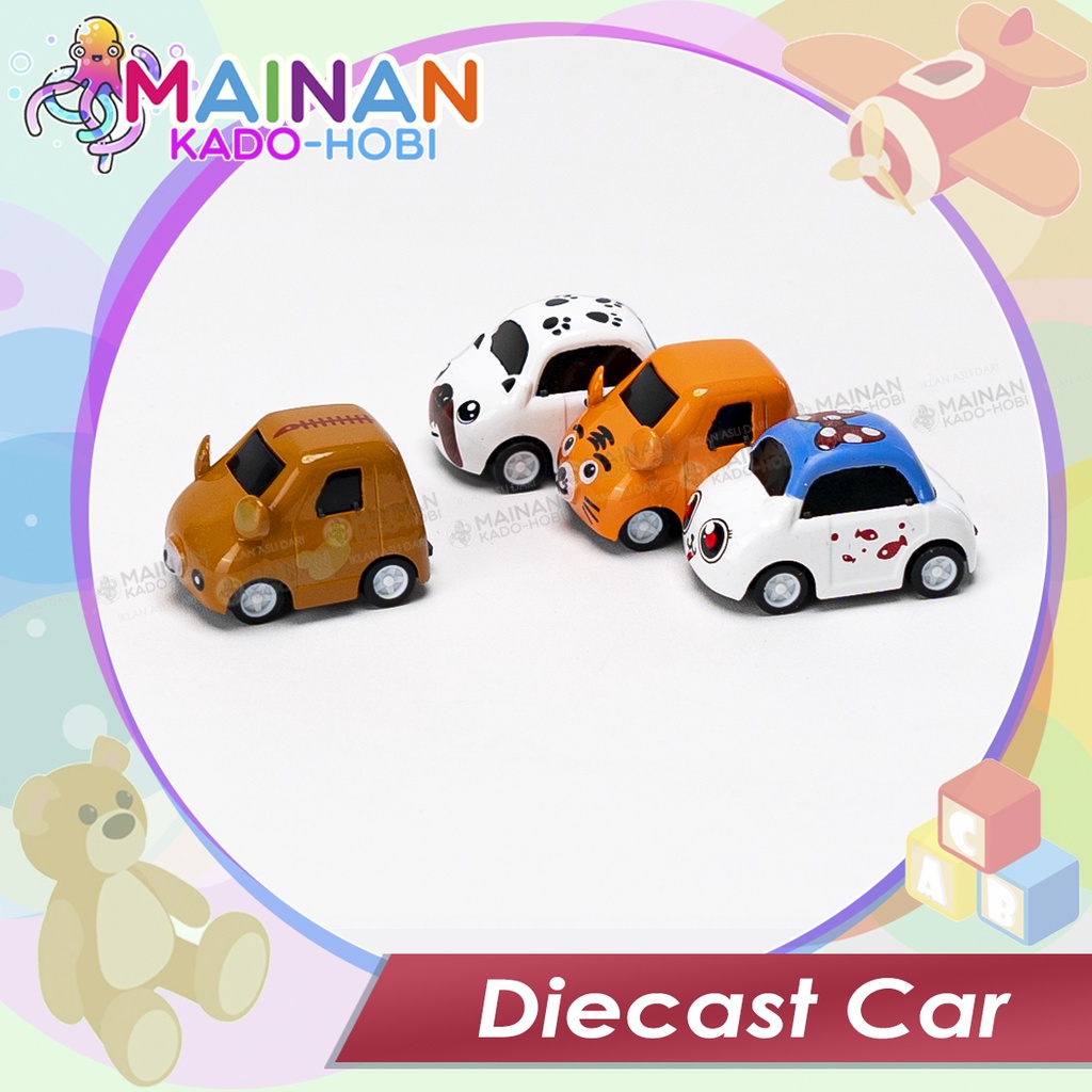 MAINAN ANAK EDUKASI MINIATUR MOBIL HEWAN DIECAST PULLBACK CAR ANIMAL