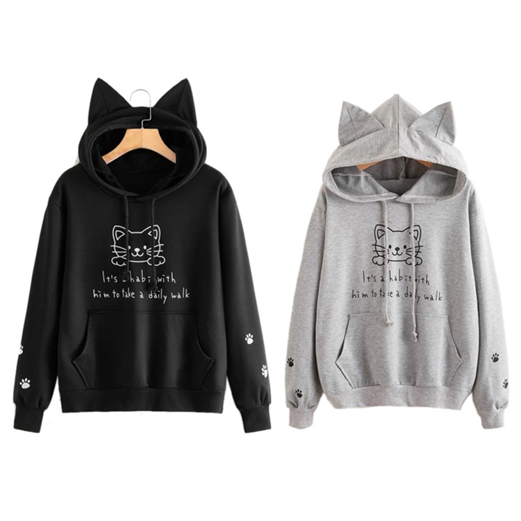 Hoodie Cat Bear Daily Walk Korean Style | Dhea Fashion
