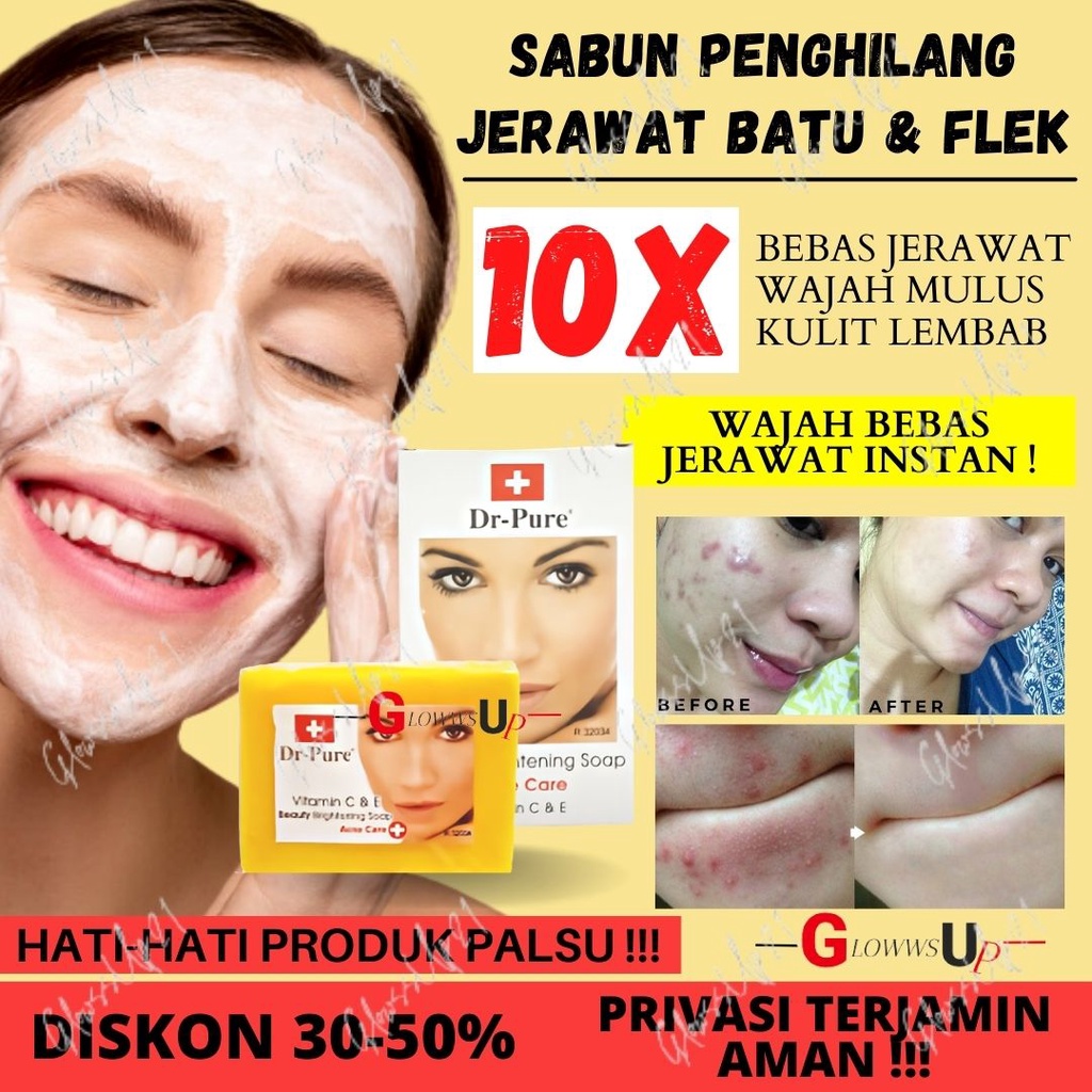 SABUN WAJAH BERJERAWAT DR PURE ACNE CARE BEAUTY BRIGHTENING SOAP BPOM - SABUN JERAWAT DR PURE