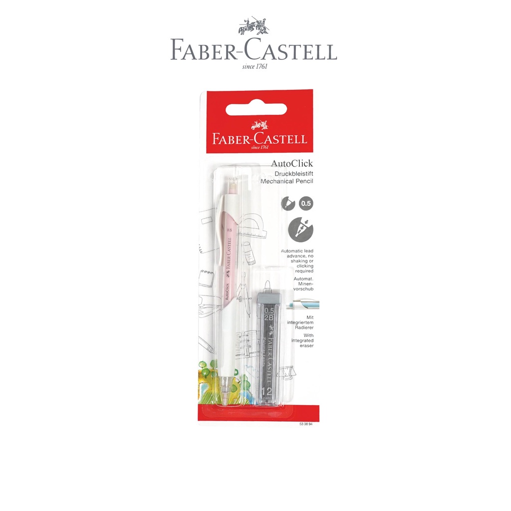 Pensil Mekanik Faber Castell AutoClick 2B 0.5 + Refill Faber-Castell Mechanical Pencil 0,5mm Free Refill