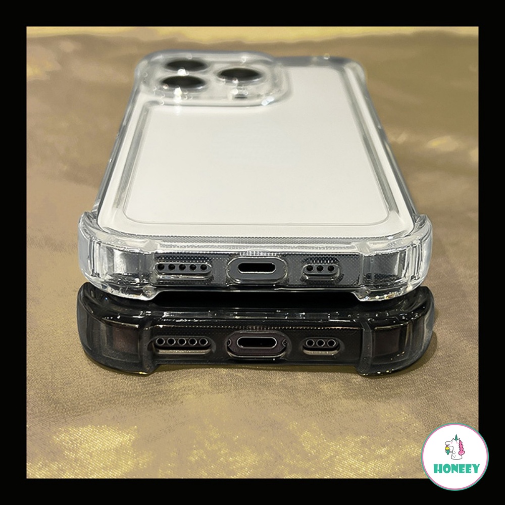 IPHONE Ins Sederhana Akrilik Shockproof 4sudut Casing Ponsel Untuk Iphone14 13 12 11 Pro Max Ultra Kristal Tahan Keringat Lembut TPU Penutup Belakang