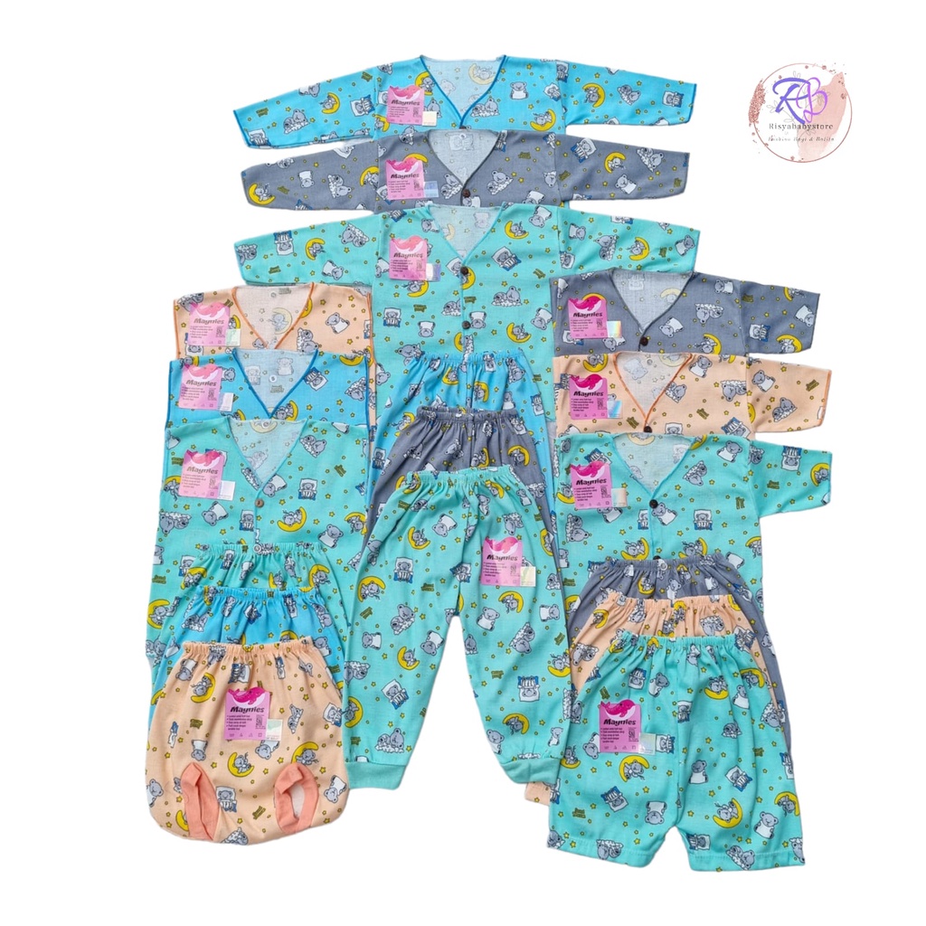 Paket baju bayi printing motif baby bear setelan bayi printing baju bayi lengan pendek printing baby gift hemat ekonomis celana panjang bayi newborn