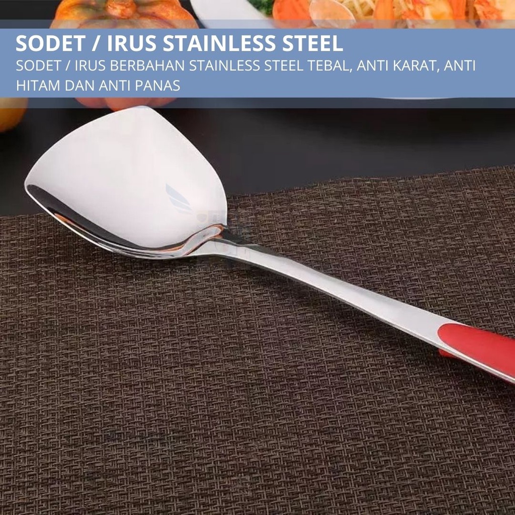 Spatula / Centong / Sutil 100% Stainless Steel Gg Merah Hitam Anti Karat Anti Hitam