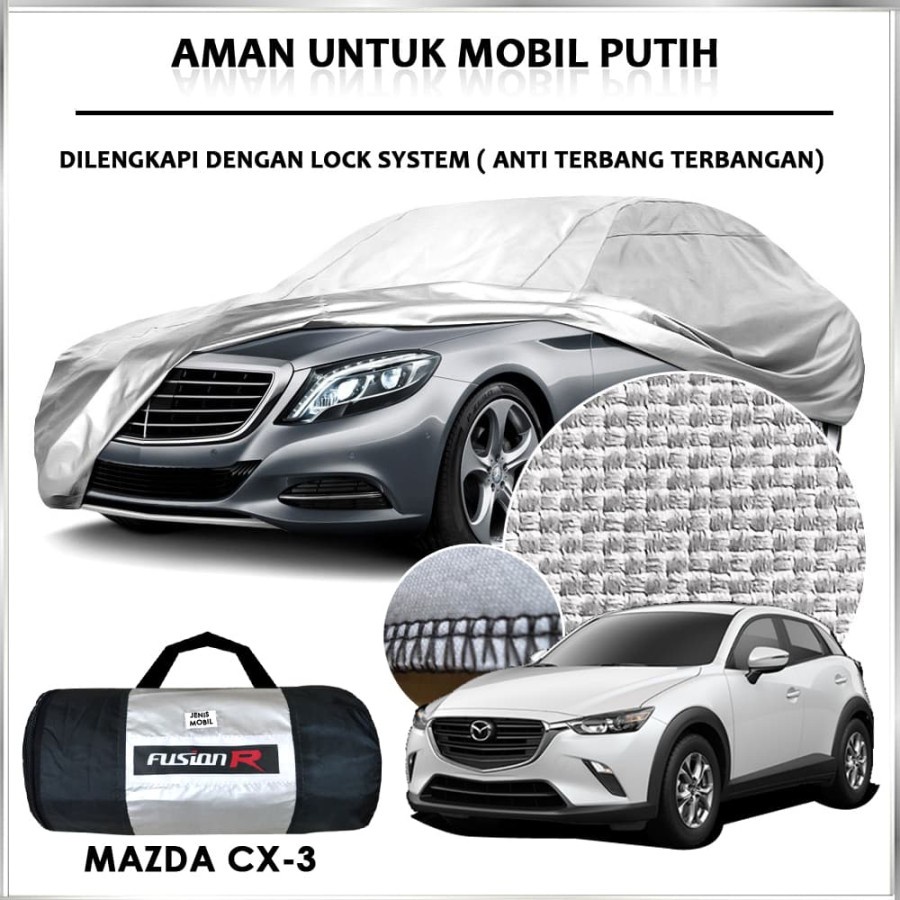 Cover Mobil / Sarung Mobil MAZDA CX3 Merk FUSION R / Cover Mobil Putih