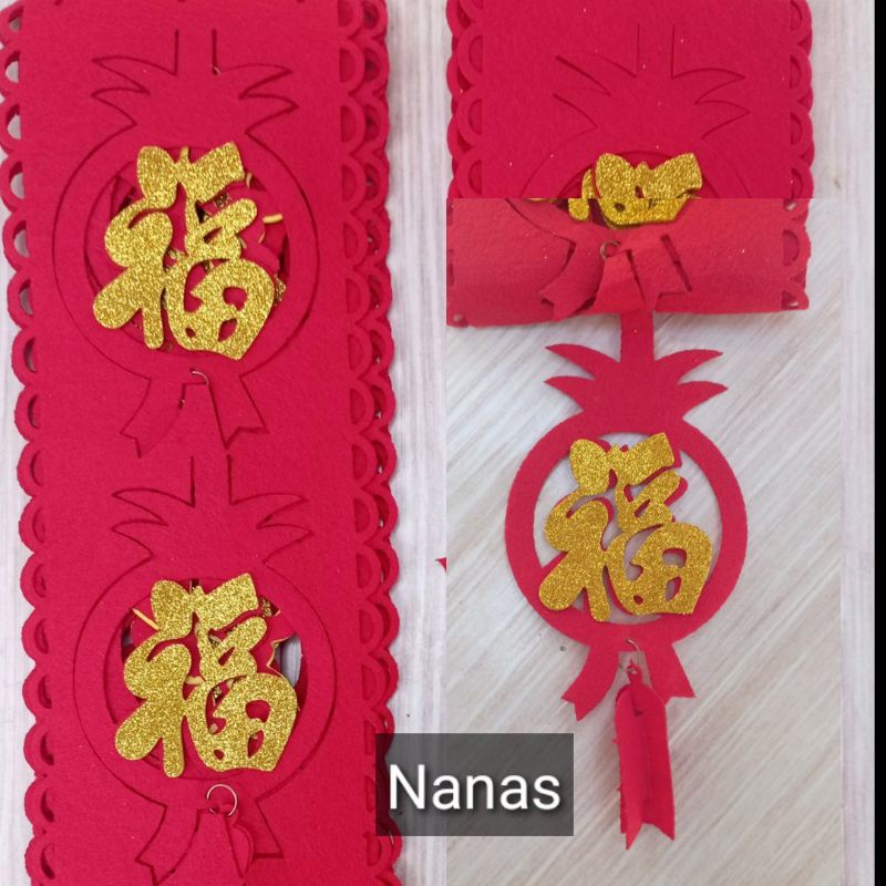 Garland Fu Tema Nanas &amp; Huruf Fu Mewah Decor Imlek Tahun Baru Cina