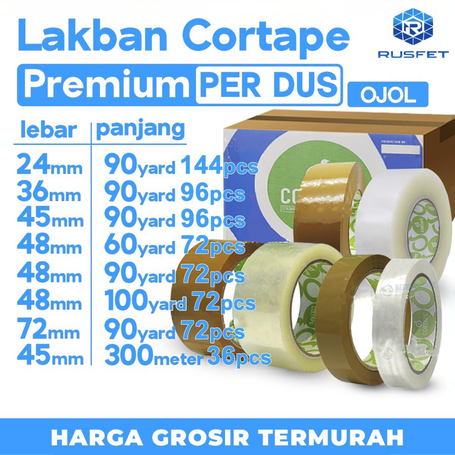 

Lakban / Selotip Cortape Ekonomis Grosir Termurah Per DUS OJOL