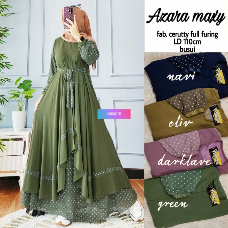 AZARA MAXY BY VINSTORE / GAMIS BAHAN CERUTY FULL FURING / GAMIS DRESS BUSUI