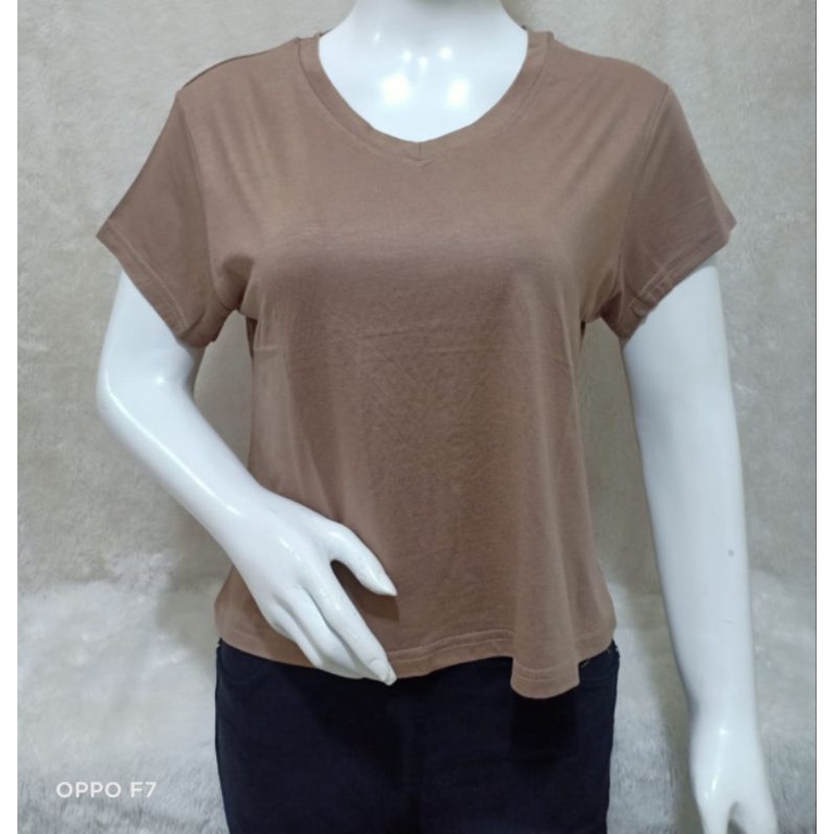 kaos crop V-XL Kaos wanita atasan wanita crop V neck XL kaos crop wanita