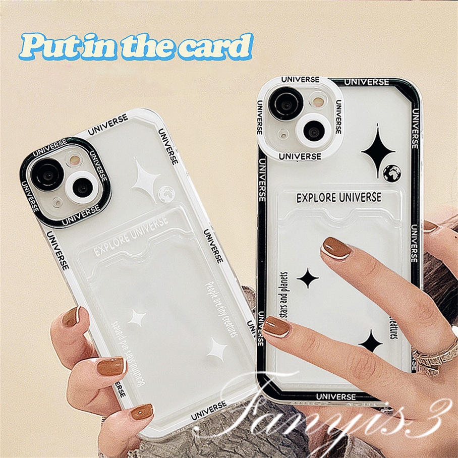 Realme C53 C55 10 C35 C33 C31 C30 C25Y C21Y C25 C25s C12 C21 C20 C20A C11 8i 8 C15 5 5i 5s 6i C3 Narzo 50i 50A Shining Star Card Holder Phone Case Bening TPU Soft Cover Pelindung