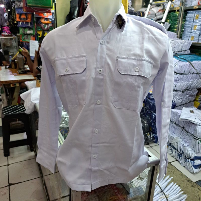 kemeja putih panjang polos#kemeja safari putih