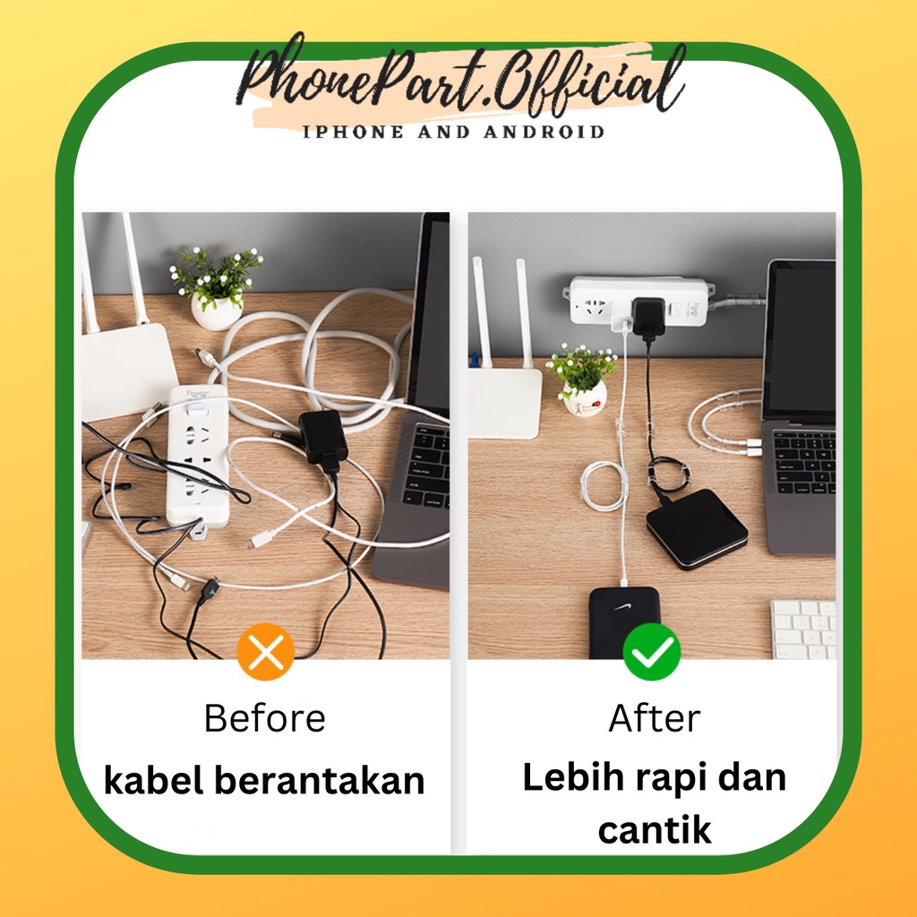 Klip Cable Organizer Kleman Pengatur Kabel Dinding Alat Merapikan Pengikat Clear