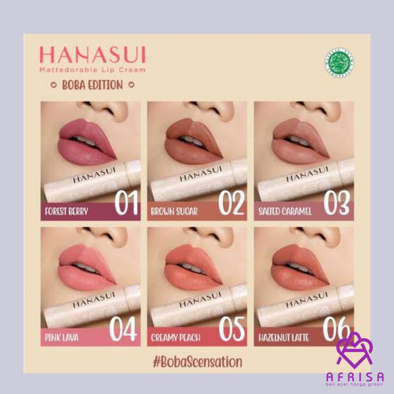 GROSIR Hanasui Mattedorable Lip Cream Boba Edition