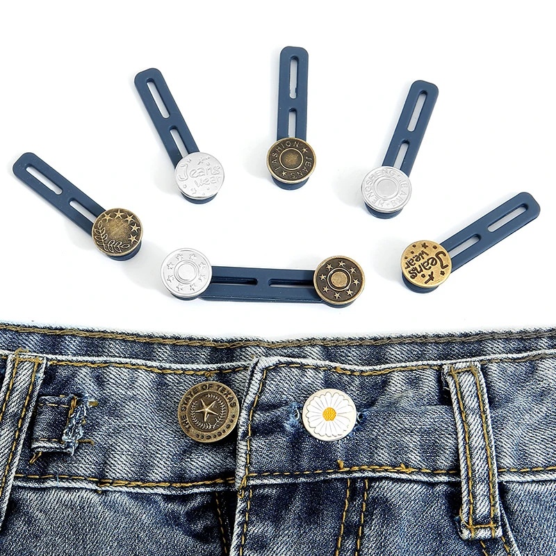 1pc Magic Metal Button Extender Untuk Celana Jeans Gratis Jahit Adjustable Ditarik Pinggang Extenders Button Waistband Expander