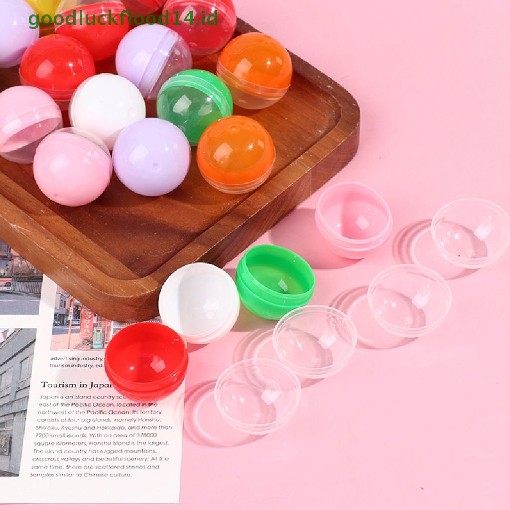 [GOOGFOUR] 100 Pcs Plastik Kosong Mainan Vending Kapsul Setengah Bening Half Color Round Ball [TOP]