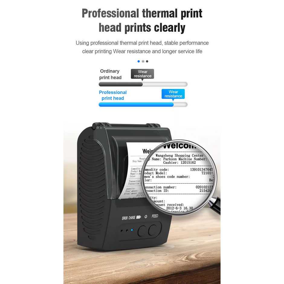 Printer Thermal Portable Wireless Bluetooth Mudah Dipakai - Mini Portable Bluetooth Thermal Receipt Printer - Printer Resi Thermal Tanpa Tinta