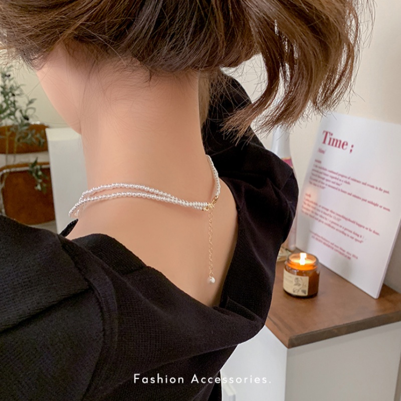 Papaozhu Klasik Double Layer Pearl Beads Choker Necklace Untuk Wanita Gadis Vintage Gaya Istana Pearl Necklaces Dinner Pesta Jewelry