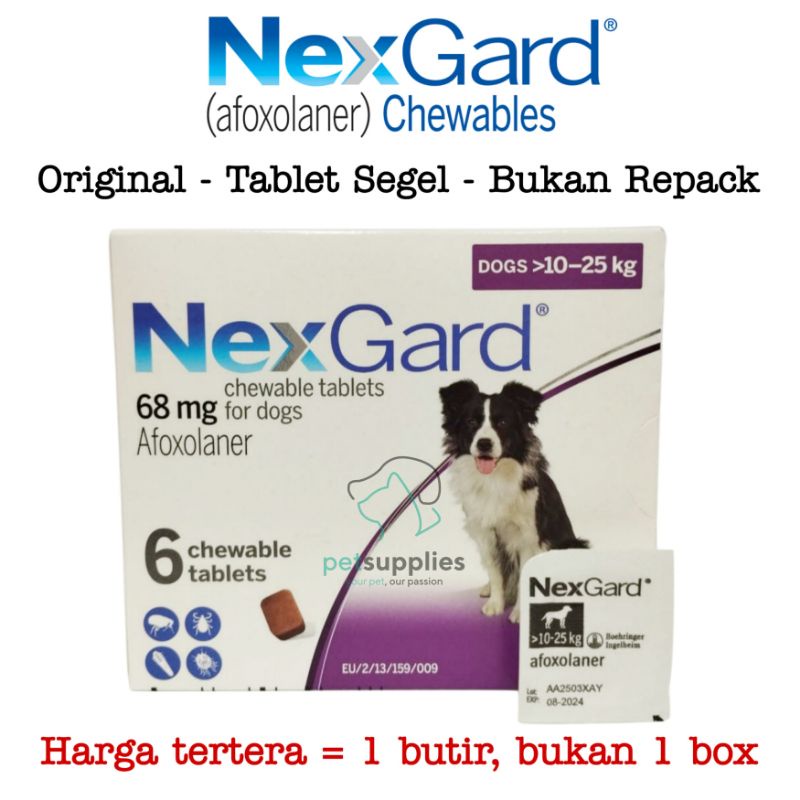 Obat Kutu Anjing Demodex Scabies Nexgard Ukuran L harga 1 tablet