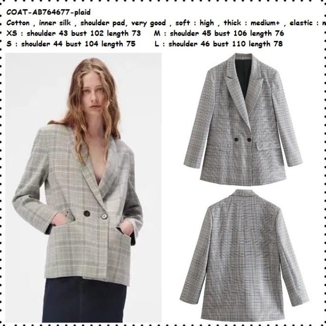 Ab764677 Blazer Blezer Jas Kerja Formal Kotak Wanita Korea Import Terbaru