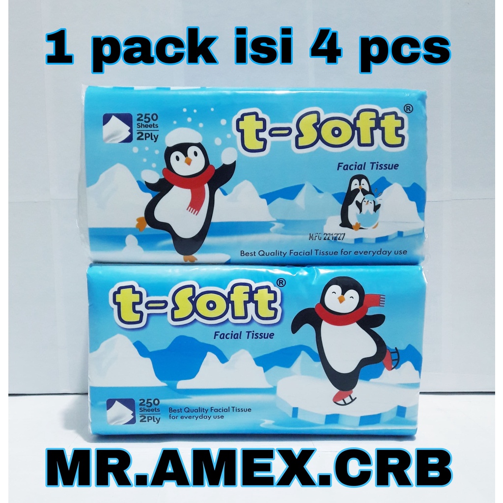 tissue t-soft ( 1 pack isi 4 pcs ) 250 sheets