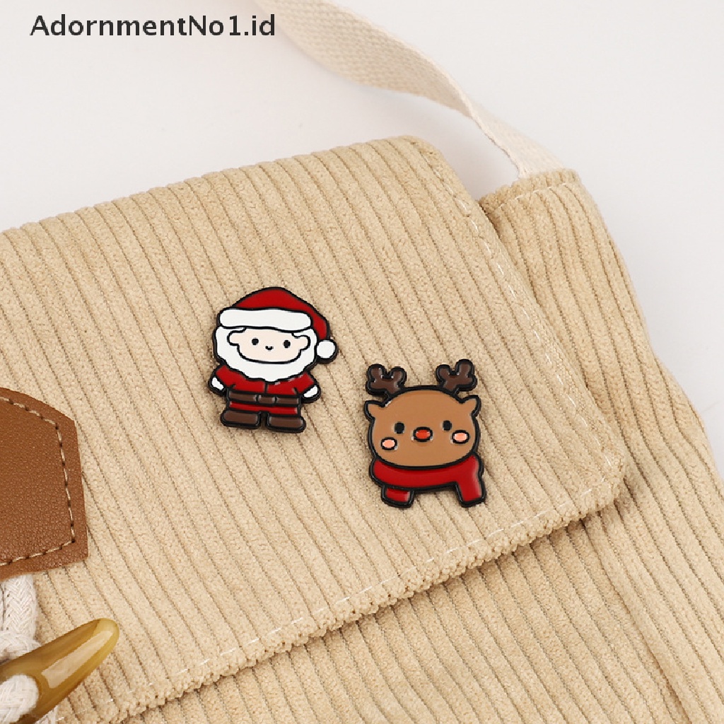 [AdornmentNo1] Kartun Santa Claus Enamel Pin Elk Pohon Pinus Snowman Beruang Boneka Alloy Bros Lencana Hadiah Natal Untuk Anak [ID]