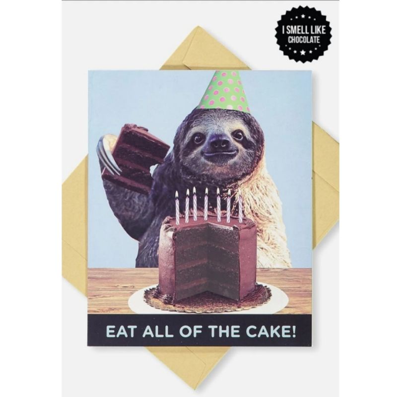 

Typo Sloth Chocolate Cake Premium Nice Birthday Card