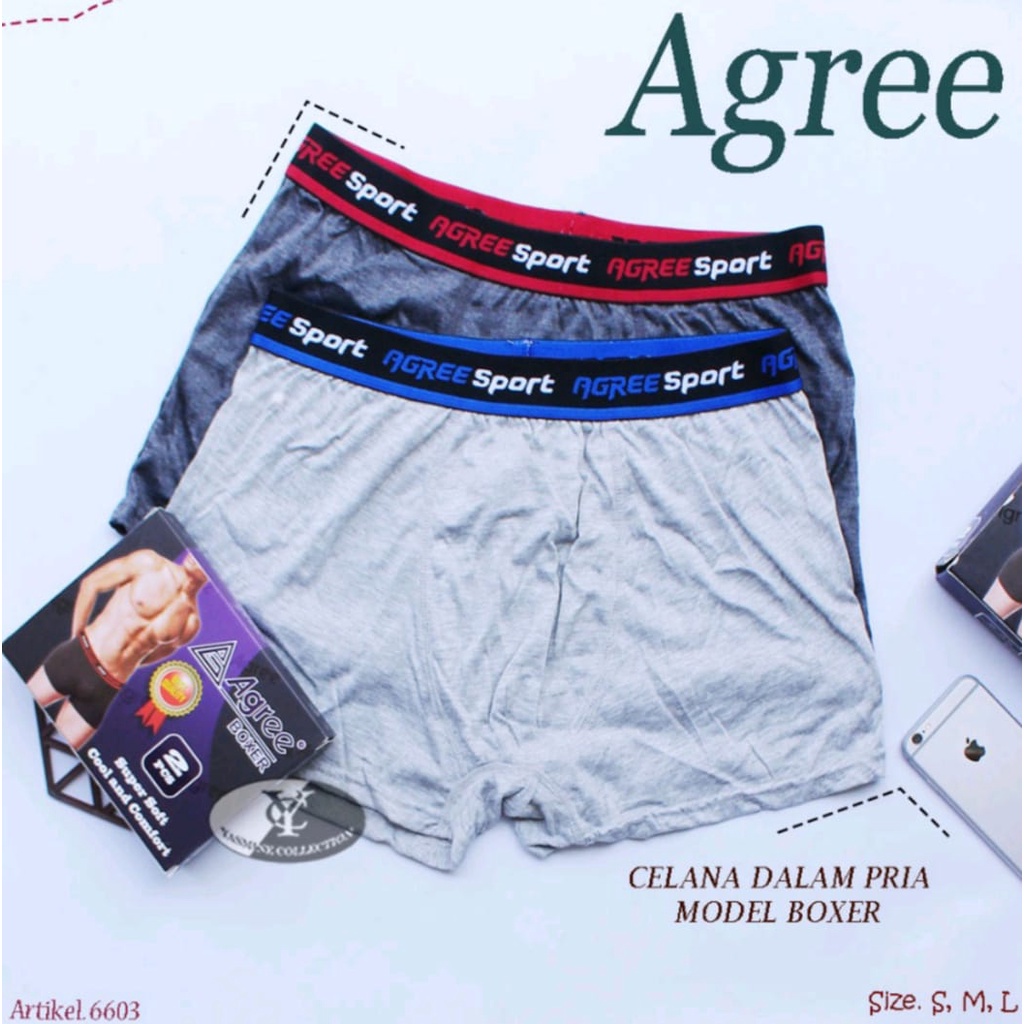 1PACK ISI 2 CD CELANA DALAM BOXER PRIA AGREE 6603