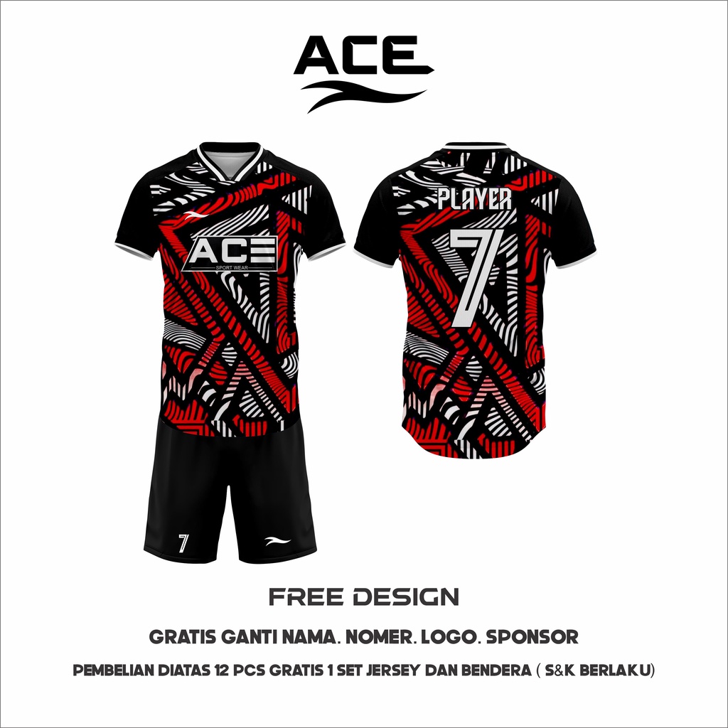 JERSEY FUTSAL HITAM MERAH FREE DESIGN