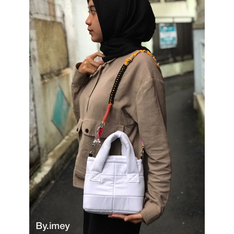 NIQABIS Tas Selempang Wanita Puffy Bag Strap Macrame dan Mutiara Slingbag Cewek Murah